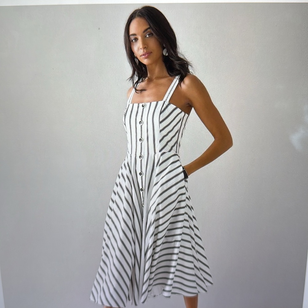 White House Black Market Striped Button-Down Dress Size 4